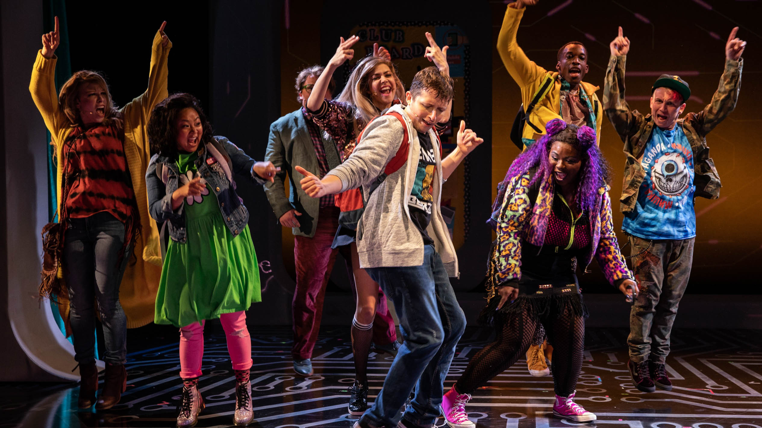 Will Roland and the Off-Broadway cast of “Be More Chill.”