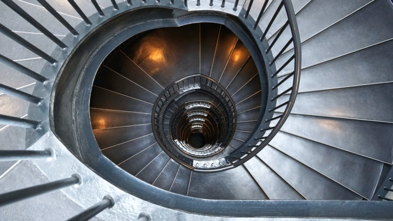 A staircase of the Zeitz Museum in Cape Town, South Africa